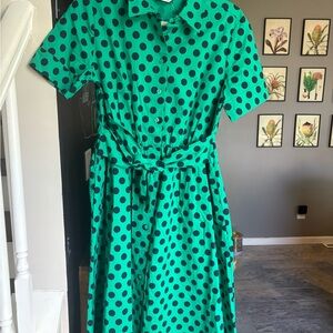 Kate Spade Green Polka Dot Midi Dress